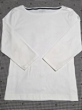 Talbots White Stretch Weekend Tee with Boat Neck